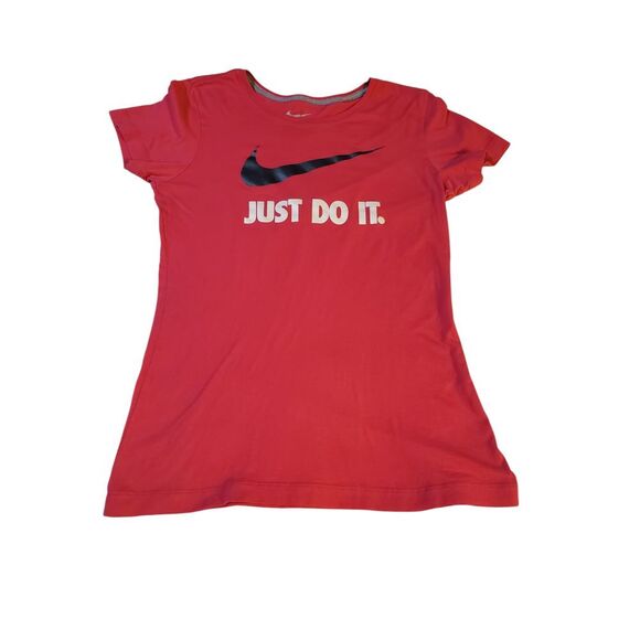Nike Womens Slim Fit Shirt Pink‎ M Short Sleeve Crew Neck Pullover Pullover Top - Picture 1 of 9